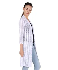 Stylish Net Full Sleeve Long Length White  Navy Blue Combo Shrug For Women (Pack Of 2)-thumb2