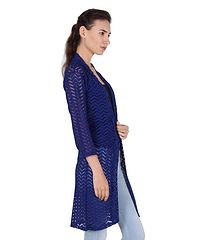 Stylish Net Full Sleeve Long Length Navy Blue  Rani Pink Combo Shrug For Women (Pack Of 2)-thumb4