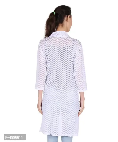 Stylish Net Full Sleeve Long Length Black & White Combo Shrug For Women (Pack Of 2)-thumb3