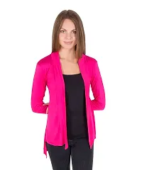 Stylish Viscose Full Sleeve Long Length Beige  Blossom Pink Combo Shrug For Women (Pack Of 2)-thumb3