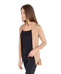 Stylish Viscose Full Sleeve Long Length Black  Beige Combo Shrug For Women (Pack Of 2)-thumb2