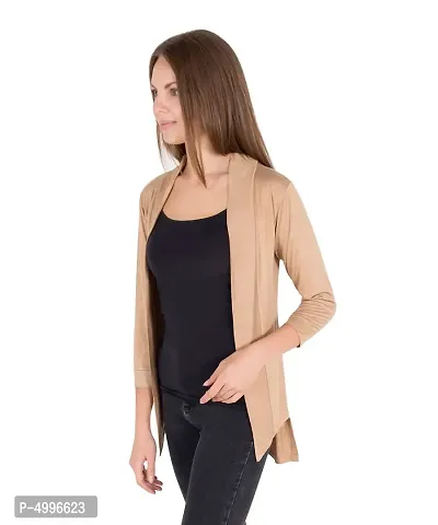 Stylish Viscose Full Sleeve Long Length Black  Beige Combo Shrug For Women (Pack Of 2)-thumb3