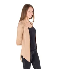 Stylish Viscose Full Sleeve Long Length Black  Beige Combo Shrug For Women (Pack Of 2)-thumb1