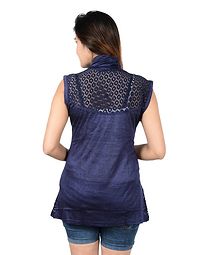 Stylish Viscose Sleeveless Maroon  Navy Blue Combo Shrug For Women (Pack Of 2)-thumb4