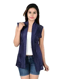 Stylish Viscose Sleeveless Carrot  Navy Blue Combo Shrug For Women (Pack Of 2)-thumb3