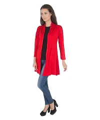 Stylish Cotton Red Full Sleeve  Long Length Shrug  For Women-thumb3