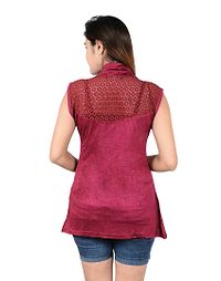 Stylish Viscose Maroon Sleeveless & Regular Length Shrug  For Women-thumb1