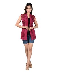 Stylish Viscose Maroon Sleeveless & Regular Length Shrug  For Women-thumb4