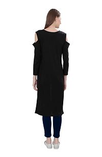 Stylish Cotton Black 3/4Th Sleeve Long Length Black Shrug  For Women-thumb1