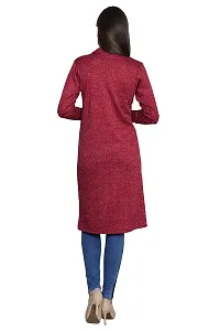 SWEEKASH Woolen Blend Full Sleeves Knee Length Women's Shrug - Red,Medium-thumb1