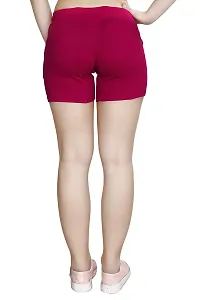 SWEEKASH Skinny Casual Solid Cotton Shorts with Side Pockets - Pink-thumb1