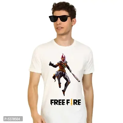 Regular Fit T-Shirt Free fire Game Full Front with Full Printed Micro-PP Sleeve and Bio-Wash Cotton