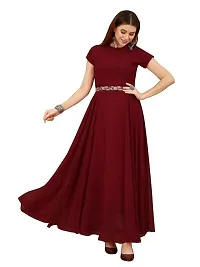 P3 FASHION Women's Solid Georgette Plain Embroidery Casual Wear Western Maxi Dress Gown-thumb4