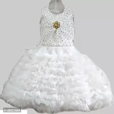 Fabulous White Net Solid Frocks For Girls-thumb0