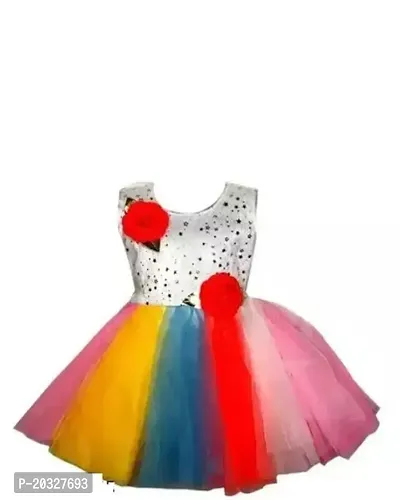 Fabulous Multicolour Net Solid Frocks For Girls-thumb0