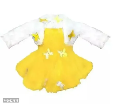 Fabulous Yellow Cotton Blend Solid Frocks For Girls-thumb0