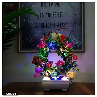 Artificial Bonsai Tree With Sparrow Living Room Dining Table Decor Home Office Party Decor Special Occasion Decor Festival Theme Decorative Multicolor Color With Led Light