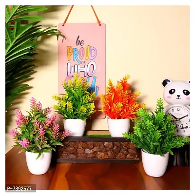 Set of 4 Artificial Plants with Pot for Home Decor Living Room Office Desk Top Mini Planter Decorative Samll Succulent B-thumb0