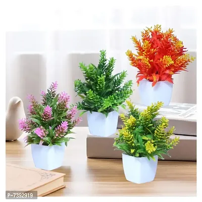 Set of 4 Artificial Plants with Pot for Home Decor Living Room Office Desk Top Mini Planter Decorative Samll Succulent B