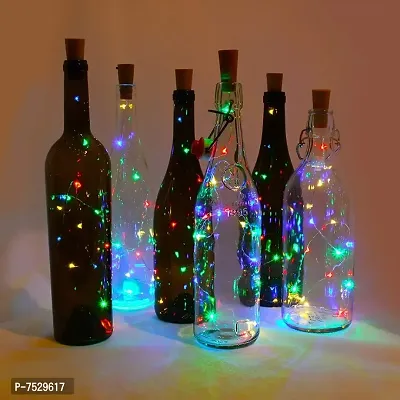 Bottle Lights with Cork, Mini Copper Wire, 20 LED Coin Cell Operated String Decorative Fairy Lights - Pack of 5 (Multicolor)-thumb0