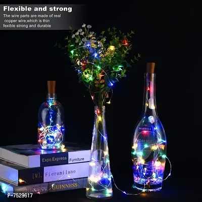 Bottle Lights with Cork, Mini Copper Wire, 20 LED Coin Cell Operated String Decorative Fairy Lights - Pack of 5 (Multicolor)-thumb3