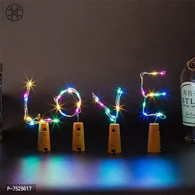 Bottle Lights with Cork, Mini Copper Wire, 20 LED Coin Cell Operated String Decorative Fairy Lights - Pack of 5 (Multicolor)-thumb4