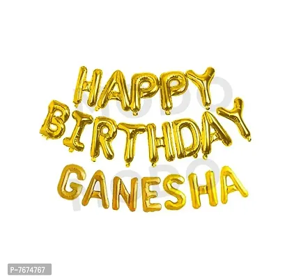 Modo Solid Golden HAPPY BIRTHDAY GANESHA Letter foil balloon for Ganesh Chaturthi decoration (Set of 20 Letters)-thumb0