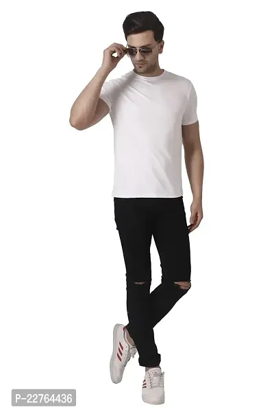 PURPLEHUEZ Solid Men Round Neck T-Shirt (Color WhiteBlack,Size XL)-Pack of 2-thumb4