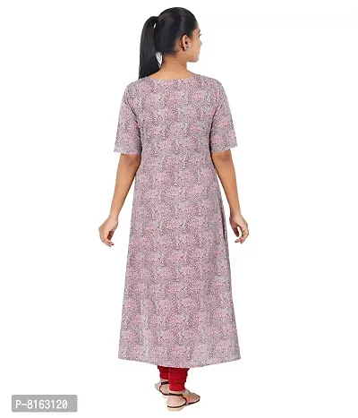 KYDA Beautiful Pink Floral Printed high Low Kurta for Women | Cotton Kurta for Ladies-thumb2