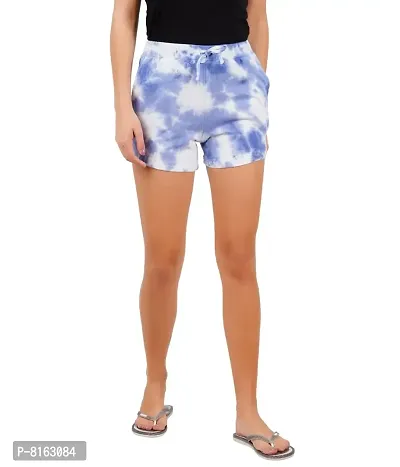 KYDA 100% Cotton Printed Casual Shorts for Women's | Drawstring Elastic Waist Travel Shorts with Pockets for Women, Multicolor-thumb0