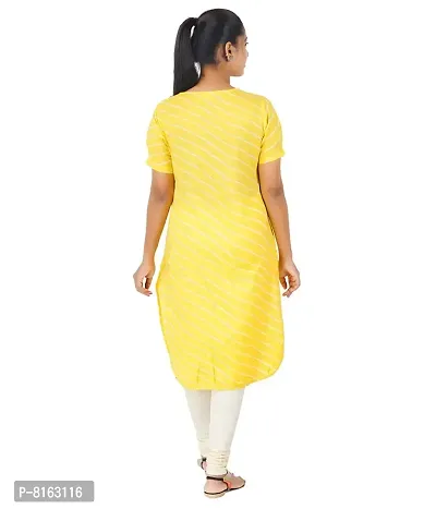 KYDA Cotton Pleated Straight Cut Yellow Color Looks Beautiful and stunnig Cotton Kurta for Ladies-thumb2