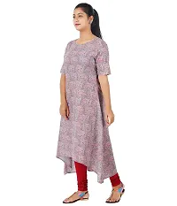 KYDA Beautiful Pink Floral Printed high Low Kurta for Women | Cotton Kurta for Ladies-thumb4