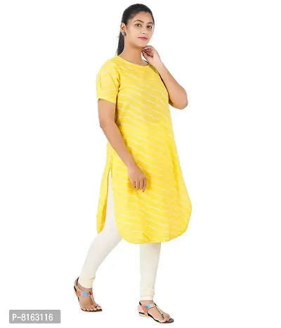 KYDA Cotton Pleated Straight Cut Yellow Color Looks Beautiful and stunnig Cotton Kurta for Ladies-thumb3