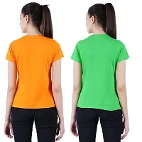 KYDA Women?s Super Soft Lycra T Shirt | Cotton and Spandex Material T-Shirt Combo for Women | Multicolor (Pack of 2)-thumb1