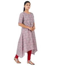 Hovom Cotton Floral Printed High Low Kurta-thumb2