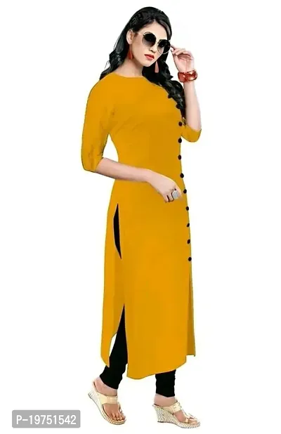 Captain Ayan Pure Rayon 3/4 Sleeve Trending Straight Kurtis Design for Women(SB1-Yellow-XL)-thumb4