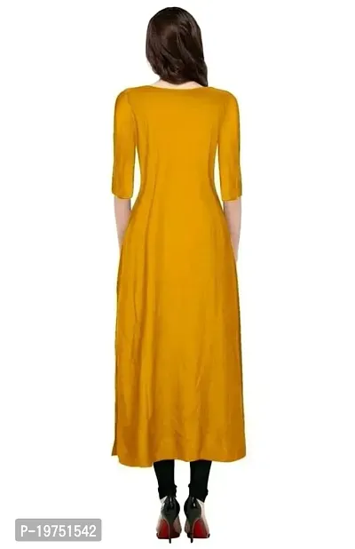 Captain Ayan Pure Rayon 3/4 Sleeve Trending Straight Kurtis Design for Women(SB1-Yellow-XL)-thumb3