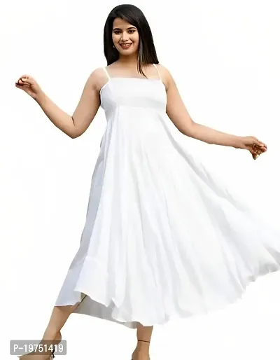 Captain Ayan Women's Sleeveless Fully Stitched Plain and Solid Gown Dress with Ankle Length and Square Neck Stylish(CA-BE4)