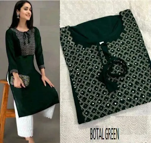 Stylish Rayon Sequinned Straight Kurti