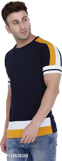 Reliable Cotton Colourblocked Tshirt For Men-thumb3