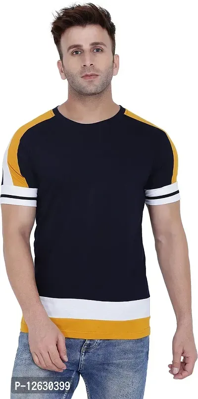 Reliable Cotton Colourblocked Tshirt For Men-thumb0