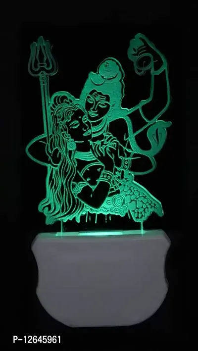 ONFLOW The Lord Shiv Parvati 3D Illusion Night Lamp is Extremely Cool and 3D Illusion Design Night Lamp (12 cm, Clear)