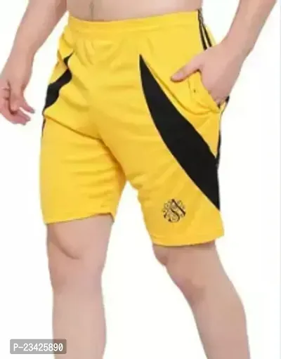 Reliable Yellow Nylon Regular Shorts For Men