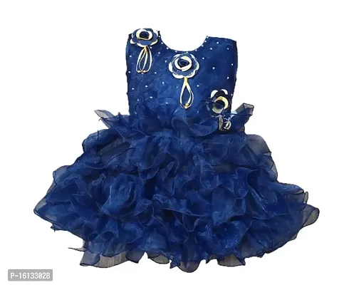 Maruf Dresses Floral Desing Baby Girl?s Party Dress/Frock Navy Blue