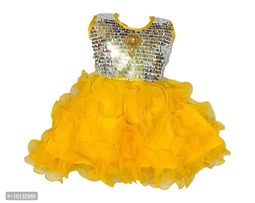 Maruf Dresses Golden Pearls Baby Girl?s Party Dress/Frock-thumb0