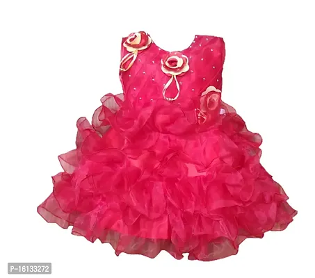 Maruf Dresses Floral Desing Baby Girl?s Party Dress/Frock Red