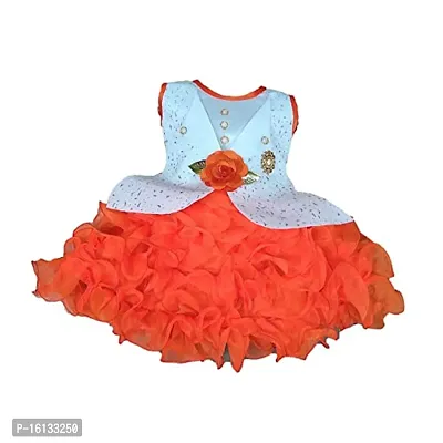 Maruf Dresses Baby Girl?s Party Midi Dress/Frock Orange
