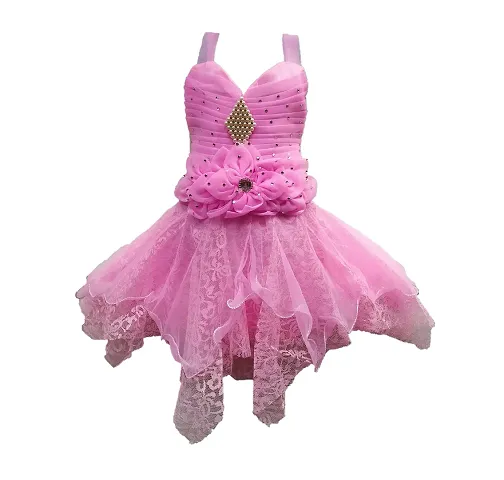 Maruf Dresses Selfdesign Baby Girl?s Party Dress/Frock