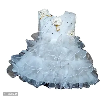 Maruf Dresses Floral Desing Baby Girl?s Party Dress/Frock White