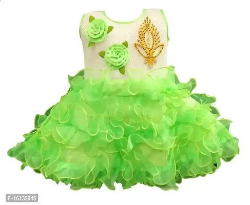 Maruf Dresses Double Floral with Golden Leaf Desing Baby Girl's Party Dress/Frock-thumb0